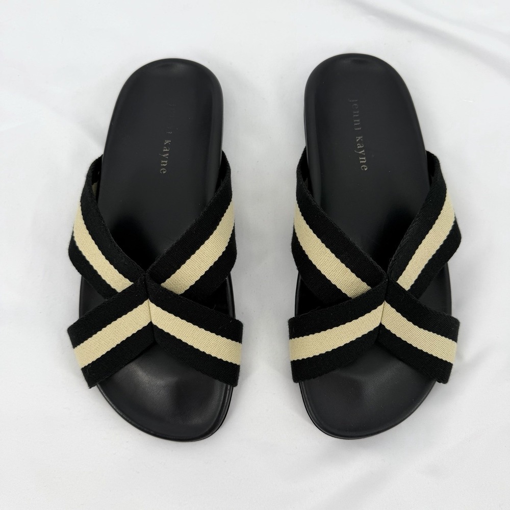 $325 Jenni Kayne Stripe Cotton Crossover Sandals Sz 39 EU 9 US Minimalist Beachy - Picture 3 of 7
